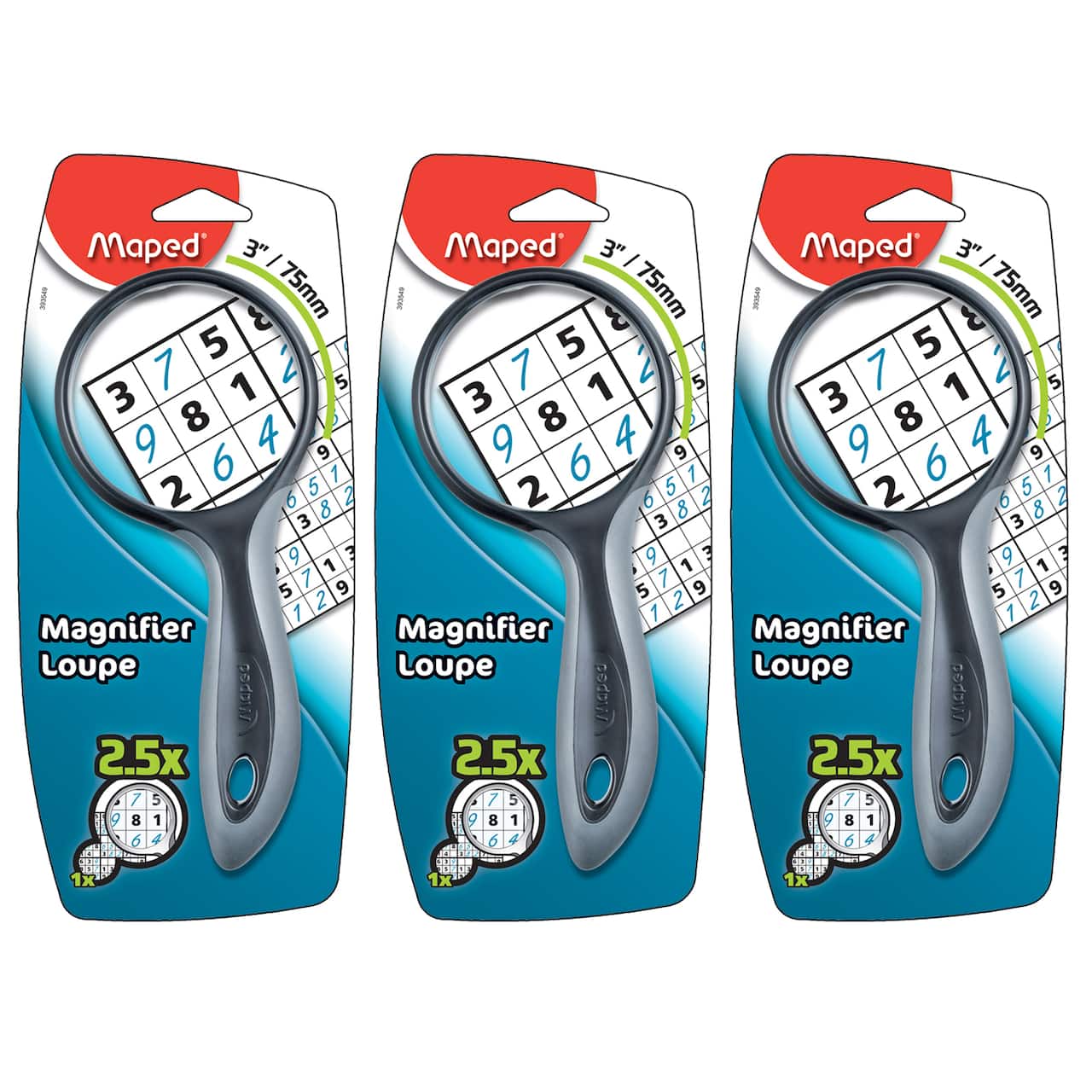 Assorted Maped® Ergologic 3" 2.5X Magnifying Glass, 3ct.